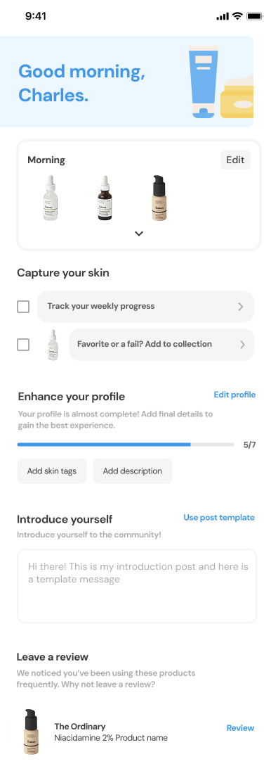 Initial Design for the new Home tab
