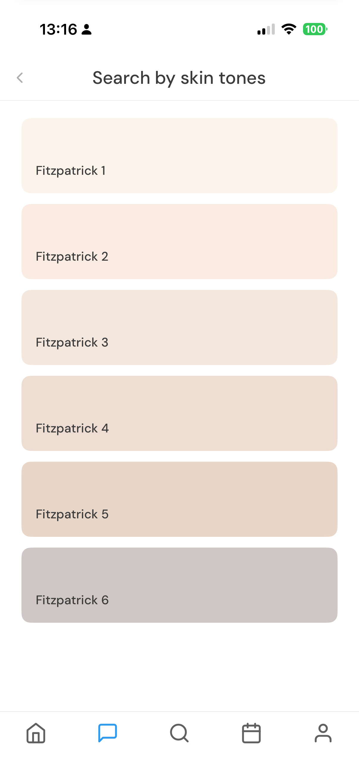 Clear community search organised by Fitzpatrick skin tones